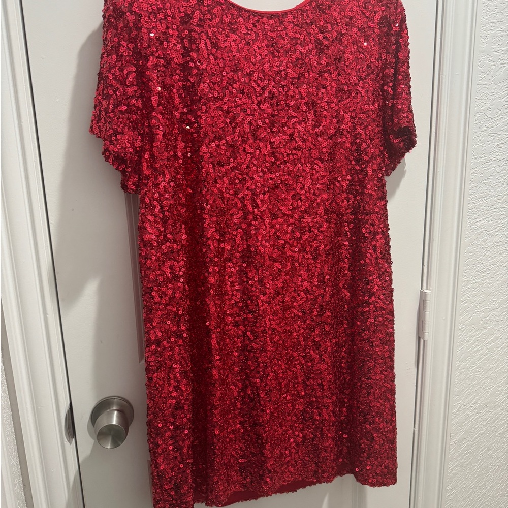 B Darlin Sparkling Red Sequin Dress